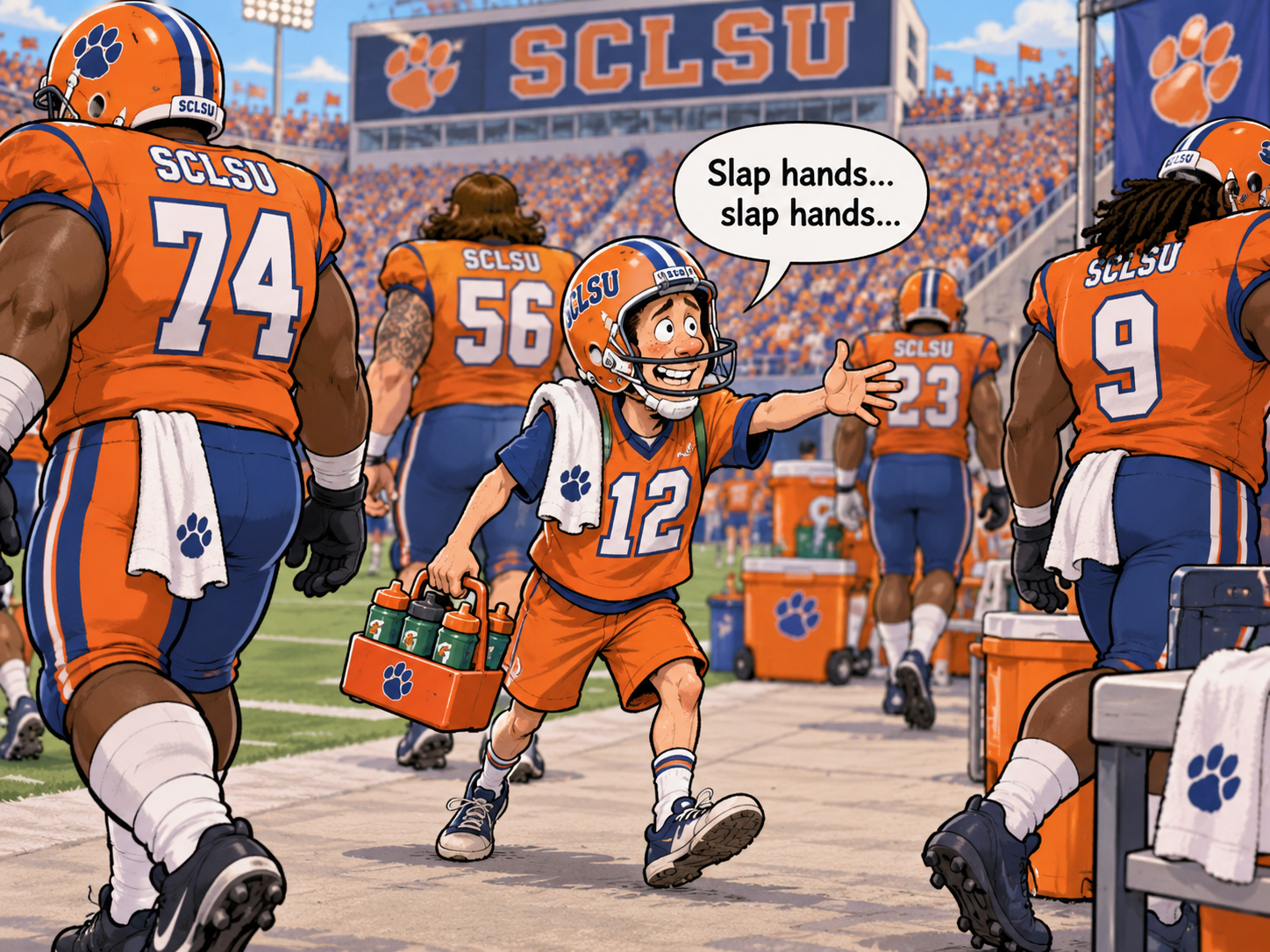 Bobby cartoon saying Slap hands... slap hands...